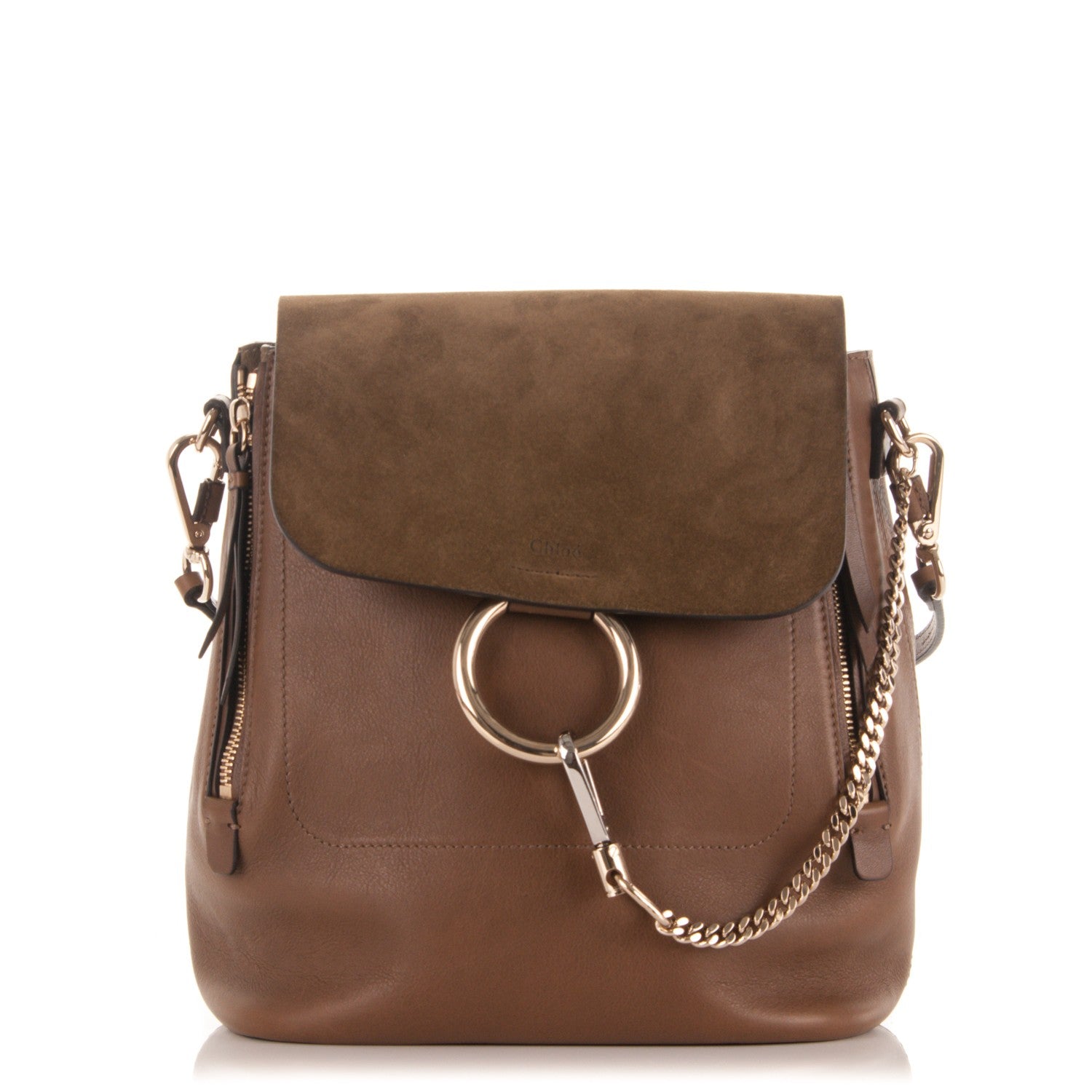 Chloe Suede Calfskin Medium Faye Backpack Woody Khaki 1 of 9