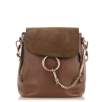 Chloe Suede Calfskin Medium Faye Backpack Woody Khaki 1 of 9