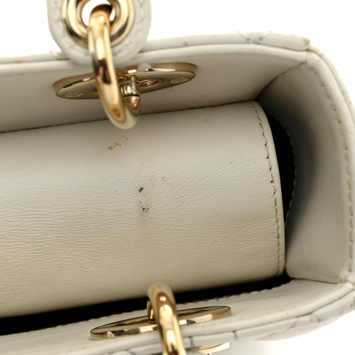 Lambskin Cannage Small My ABCDior Lady Dior White