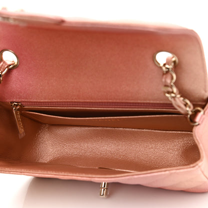 Chanel Metallic Lambskin Quilted Ombre Mini Rectangular Flap Pink 5 of 12