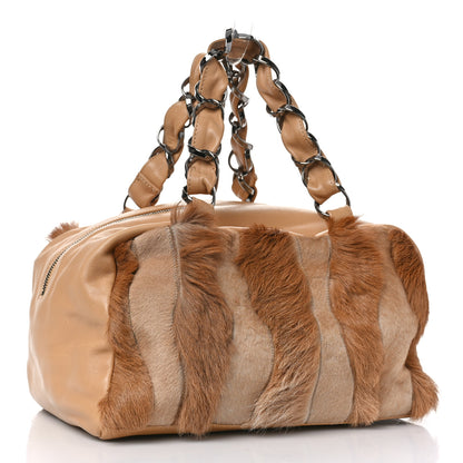 Chanel Lambskin Pony Hair Tote Dark Beige 2 of 13