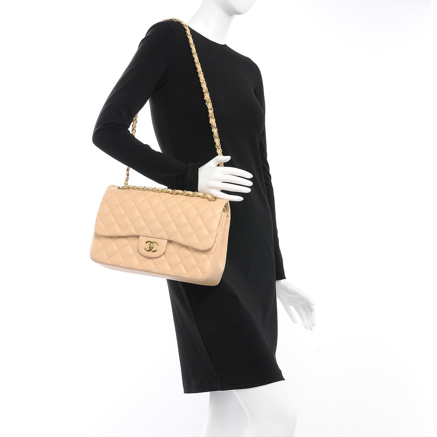 Chanel Lambskin Quilted Jumbo Double Flap Beige Clair 2 of 15