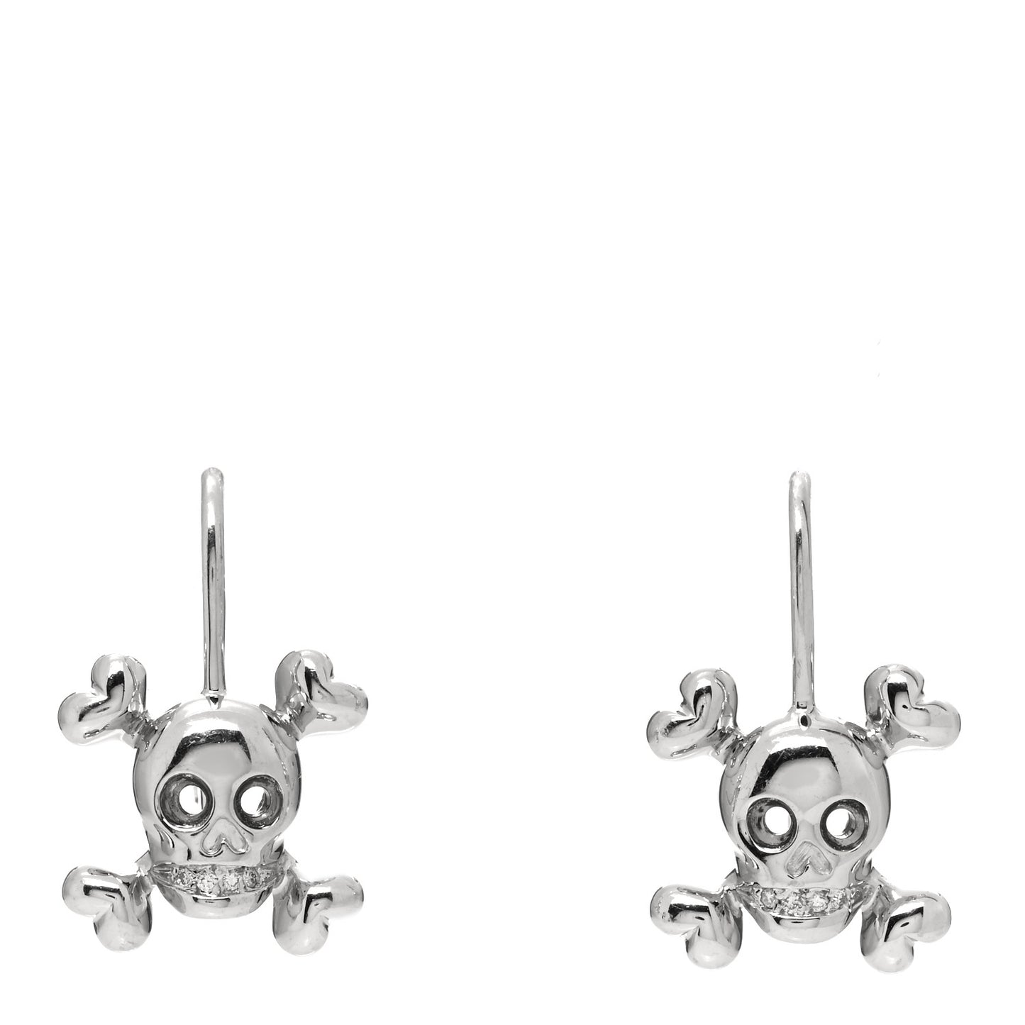 18K White Gold Diamond Tete de Mort Earrings