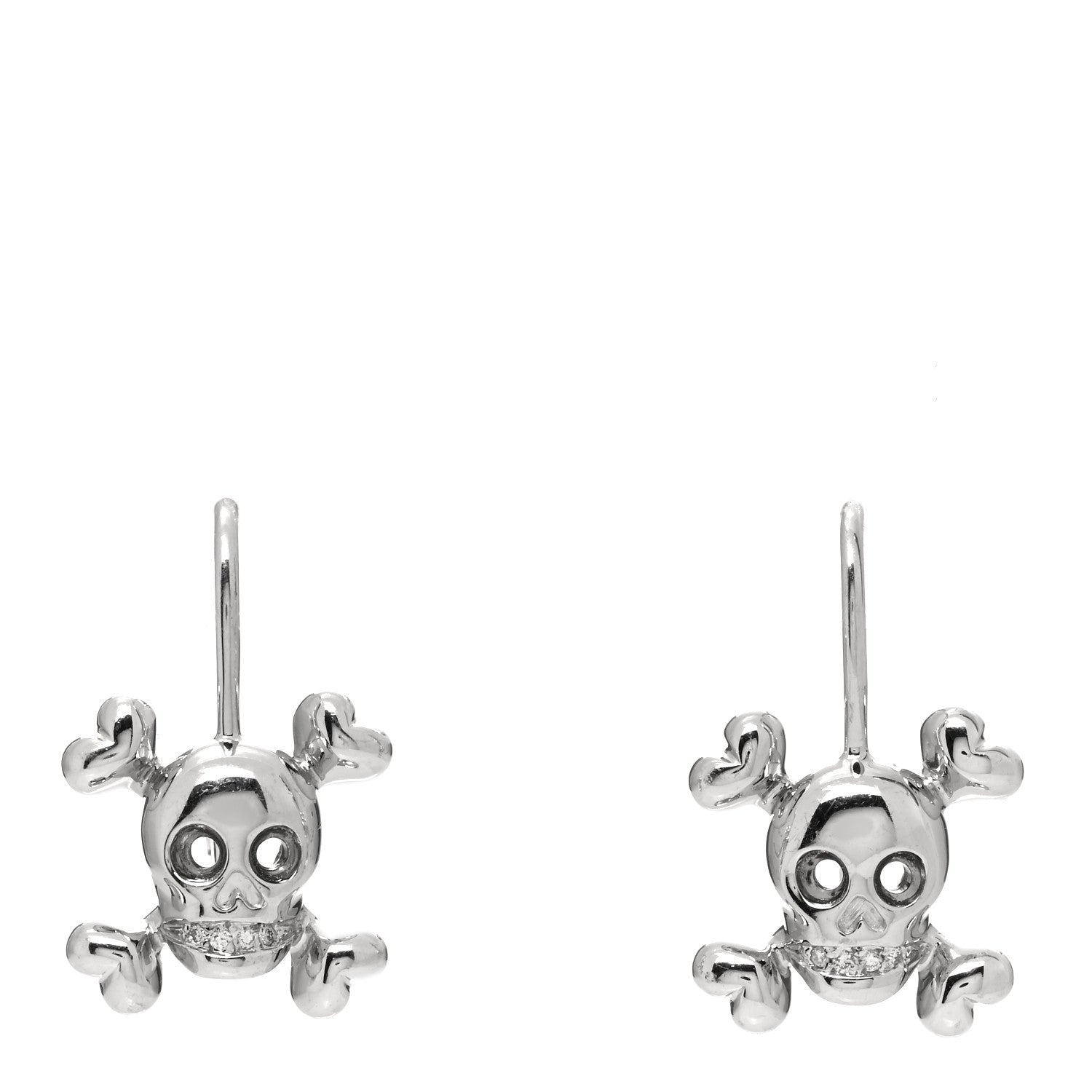 Christian Dior 18K White Gold Diamond Tete de Mort Earrings 1 of 5