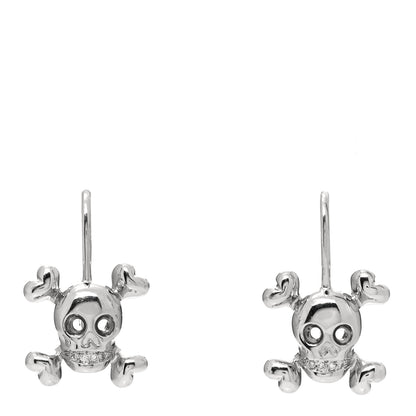 Christian Dior 18K White Gold Diamond Tete de Mort Earrings 1 of 5