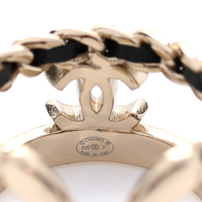Chanel Metal Lambskin CC Ring 52 Gold Black 4 of 5
