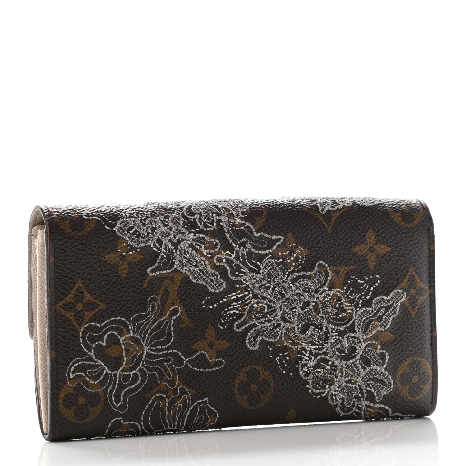 Louis Vuitton Monogram Dentelle Sarah Wallet Silver 3 of 13