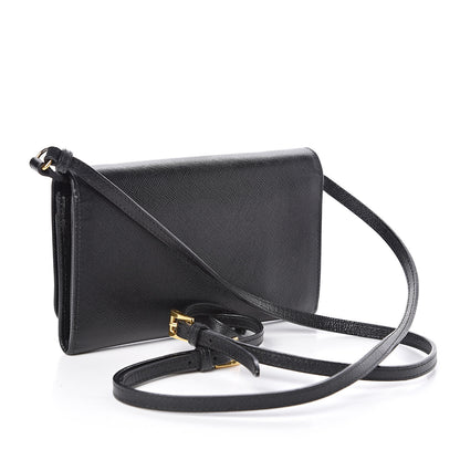 Prada Saffiano Metal Flap Wallet With Strap Black 3 of 11