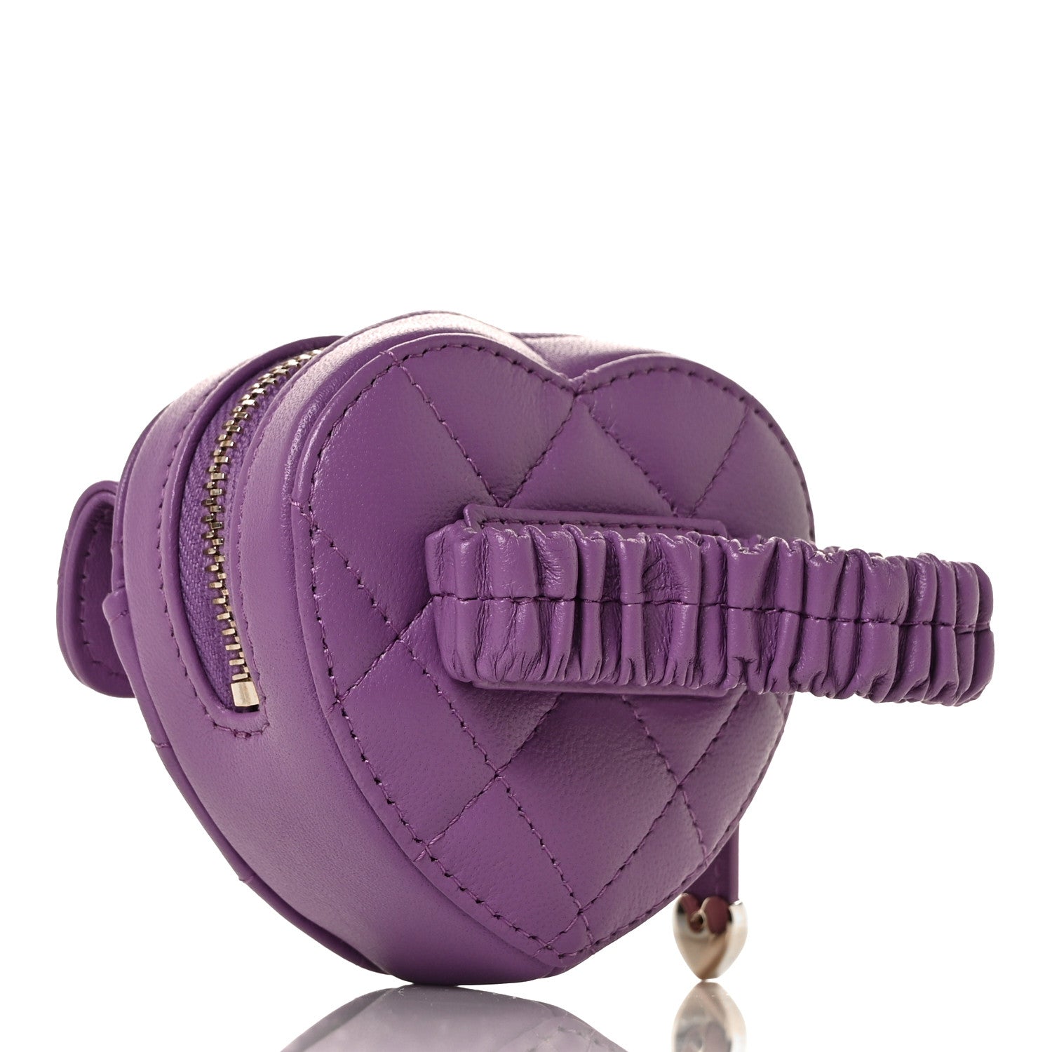 Chanel Lambskin Quilted CC In Love Heart Zipped Arm Coin Purse Purple 3 of 9