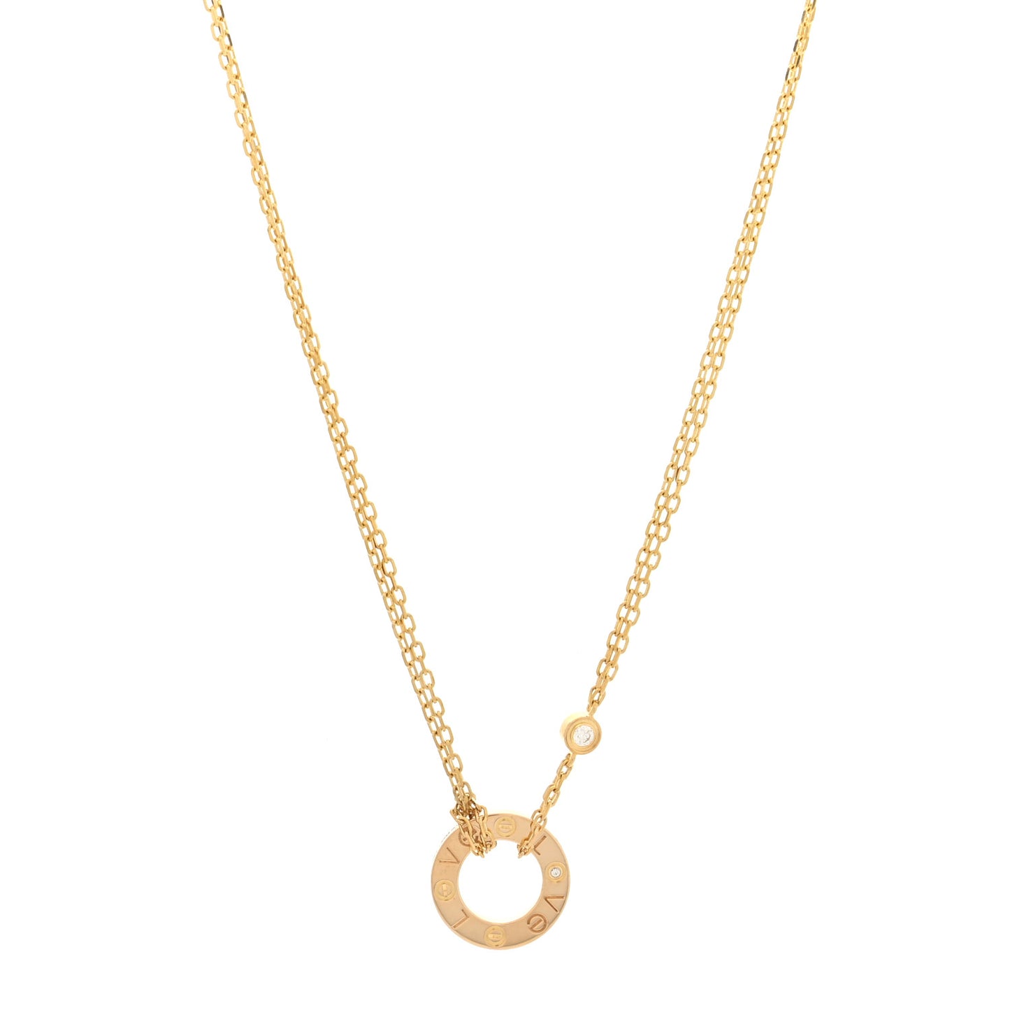 18K Yellow Gold 2 Diamond LOVE Necklace