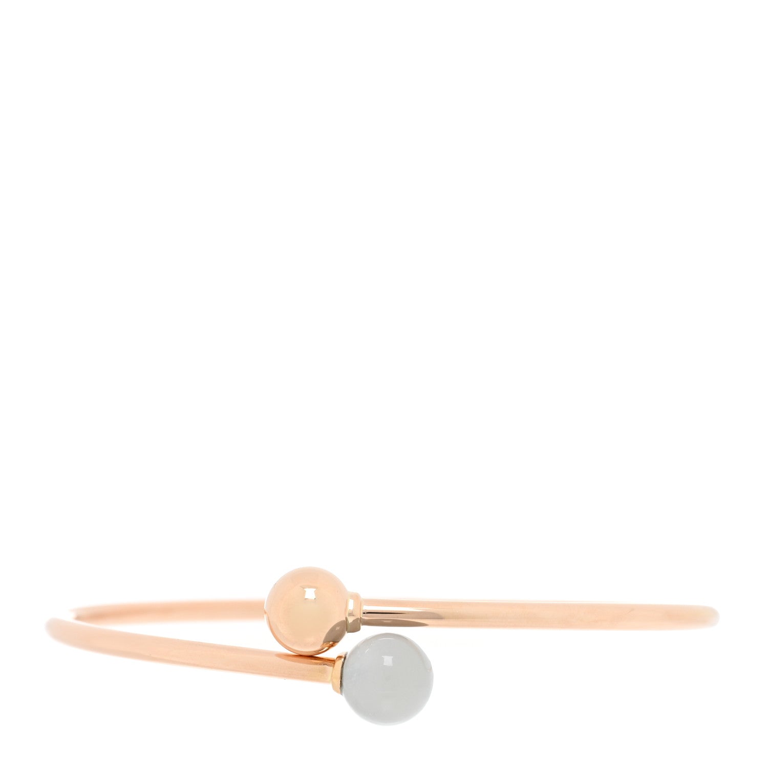 Tiffany 18K Rose Gold Gray Moonstone 8mm HardWear Ball Bypass Bracelet 1 of 4