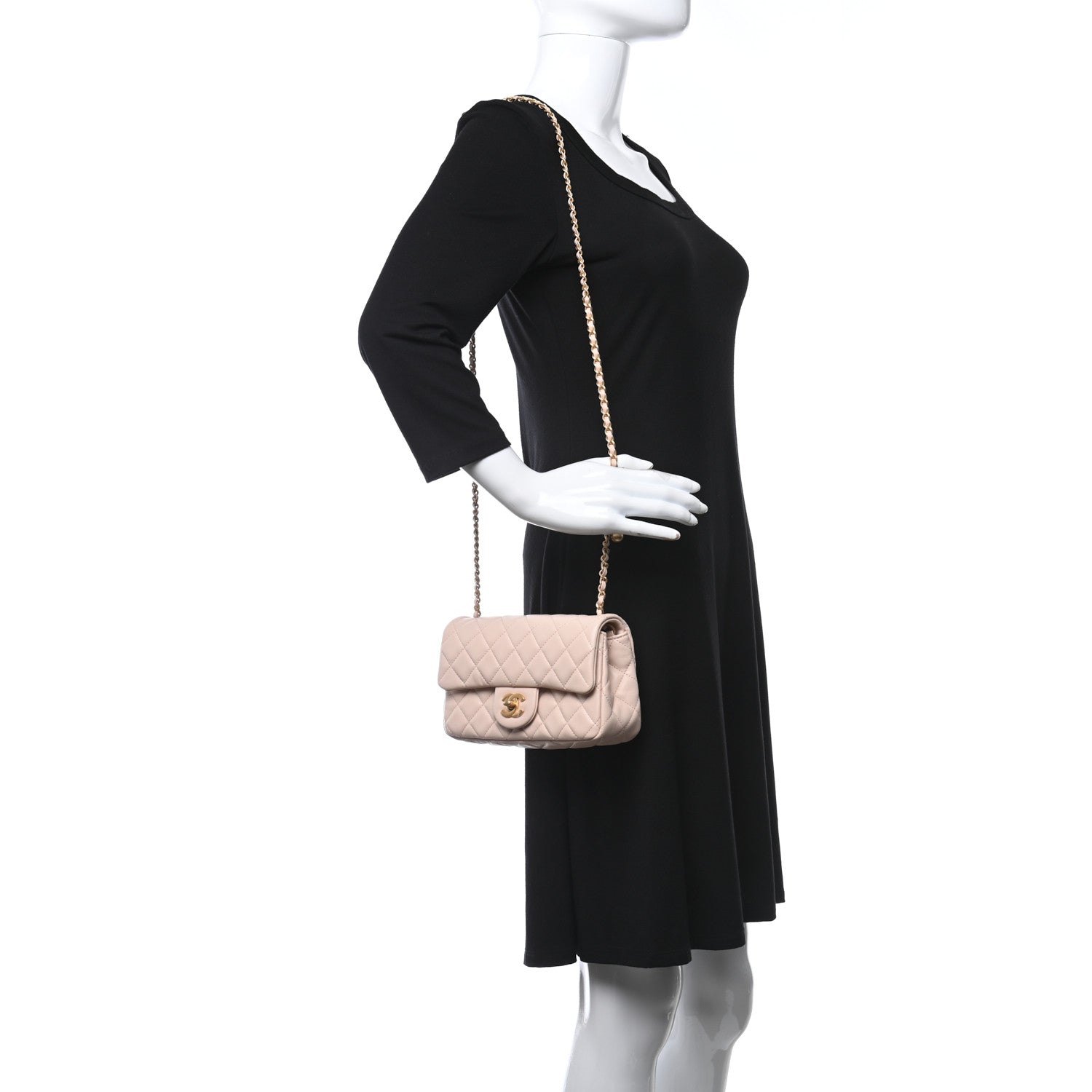 Chanel Lambskin Quilted Mini Rectangular Pearl Crush Flap Light Beige 3 of 9