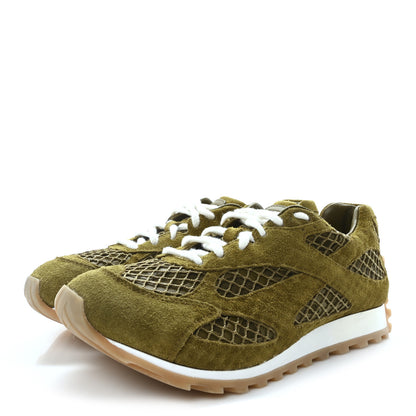 Bottega Veneta Calfskin Fishnet Fabric Orbit Sneakers 37 Olive Oil 4 of 9