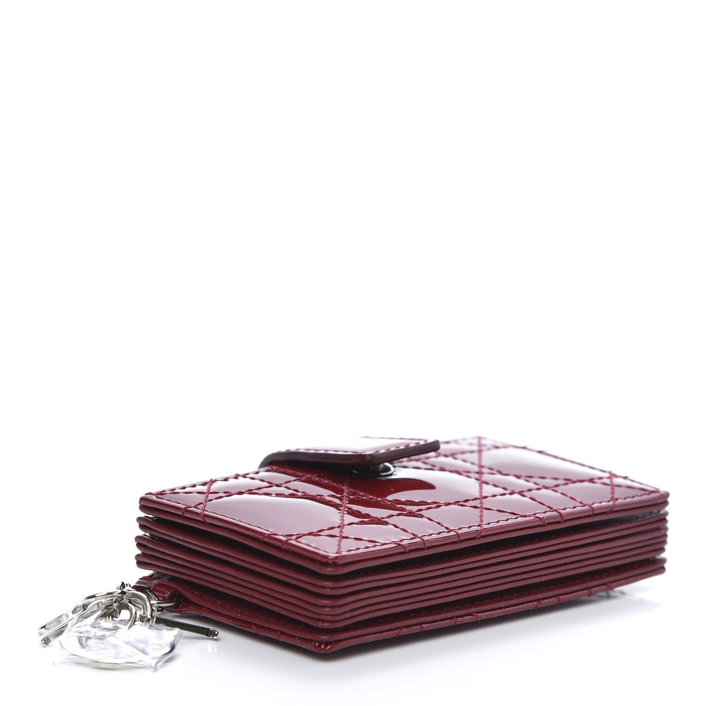 Patent Cannage Lady Dior 5-Gusset Card Holder Scarlet
