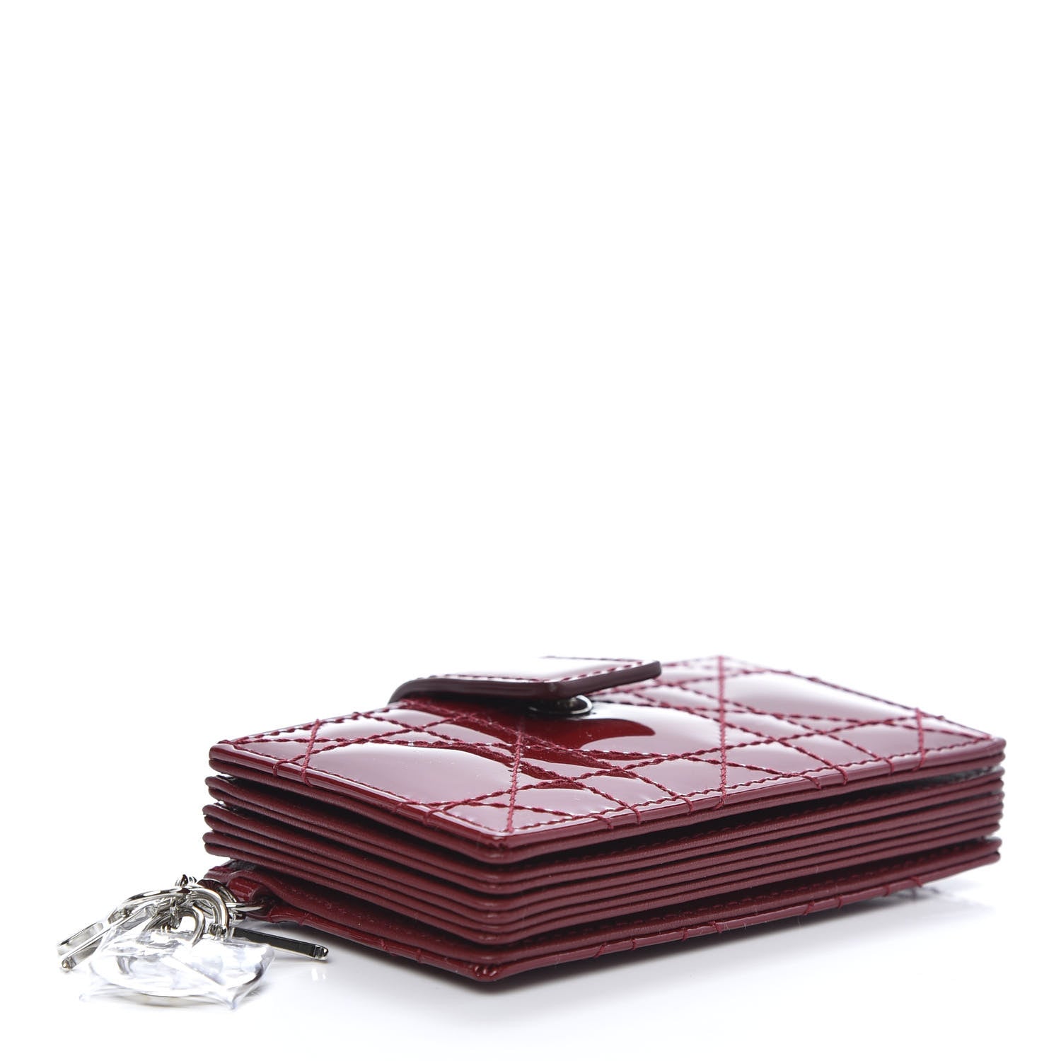 Christian Dior Patent Cannage Lady Dior 5-Gusset Card Holder Scarlet 4 of 7