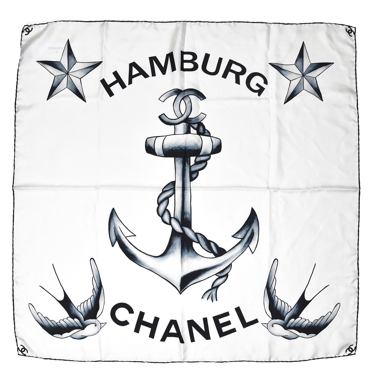 Chanel Silk CC Square Scarf Light Grey 1 of 4