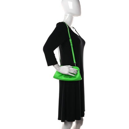Balenciaga Grained Calfskin Logo Cloud Clutch XS Fluo Green 2 of 12