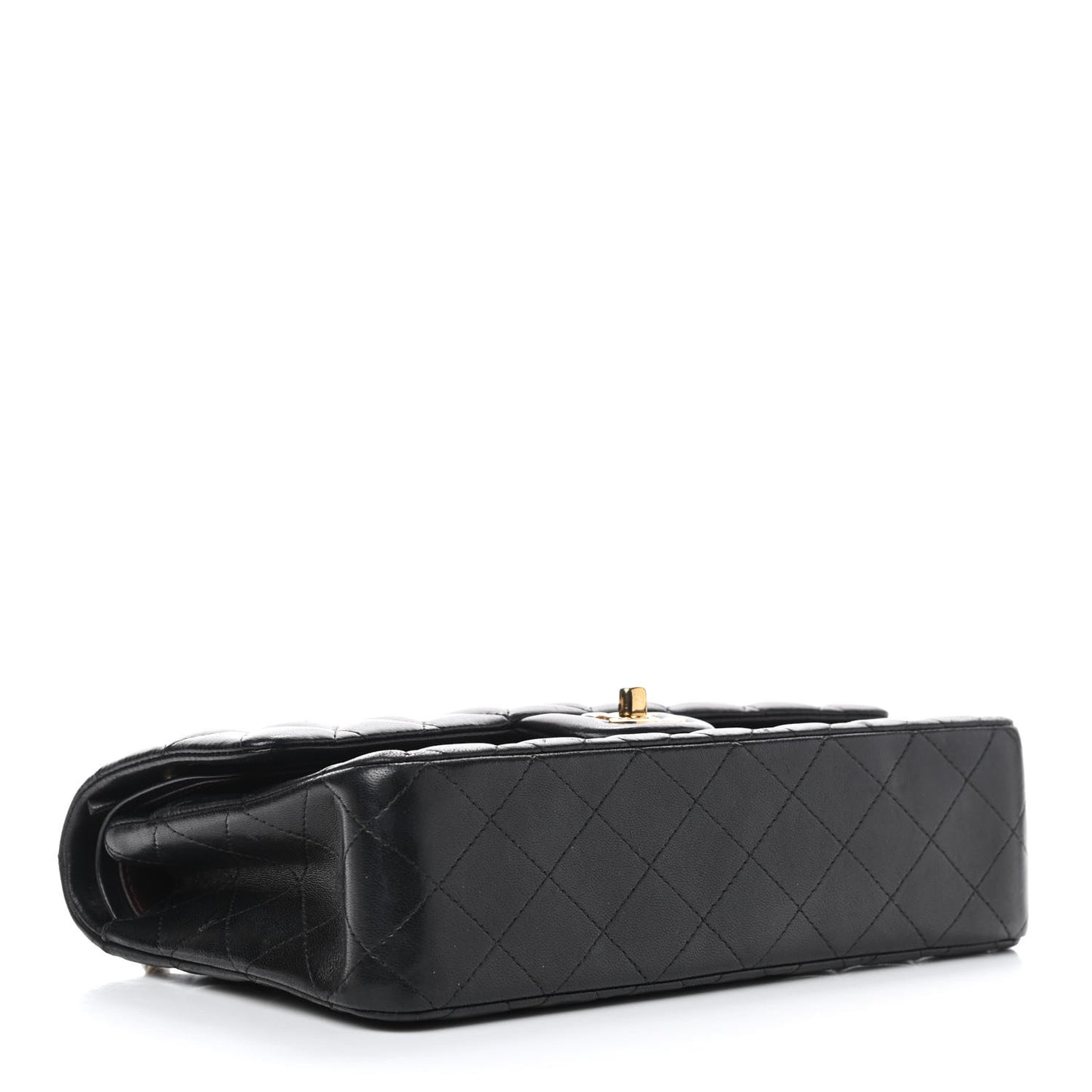 Lambskin Quilted Medium Double Flap Black