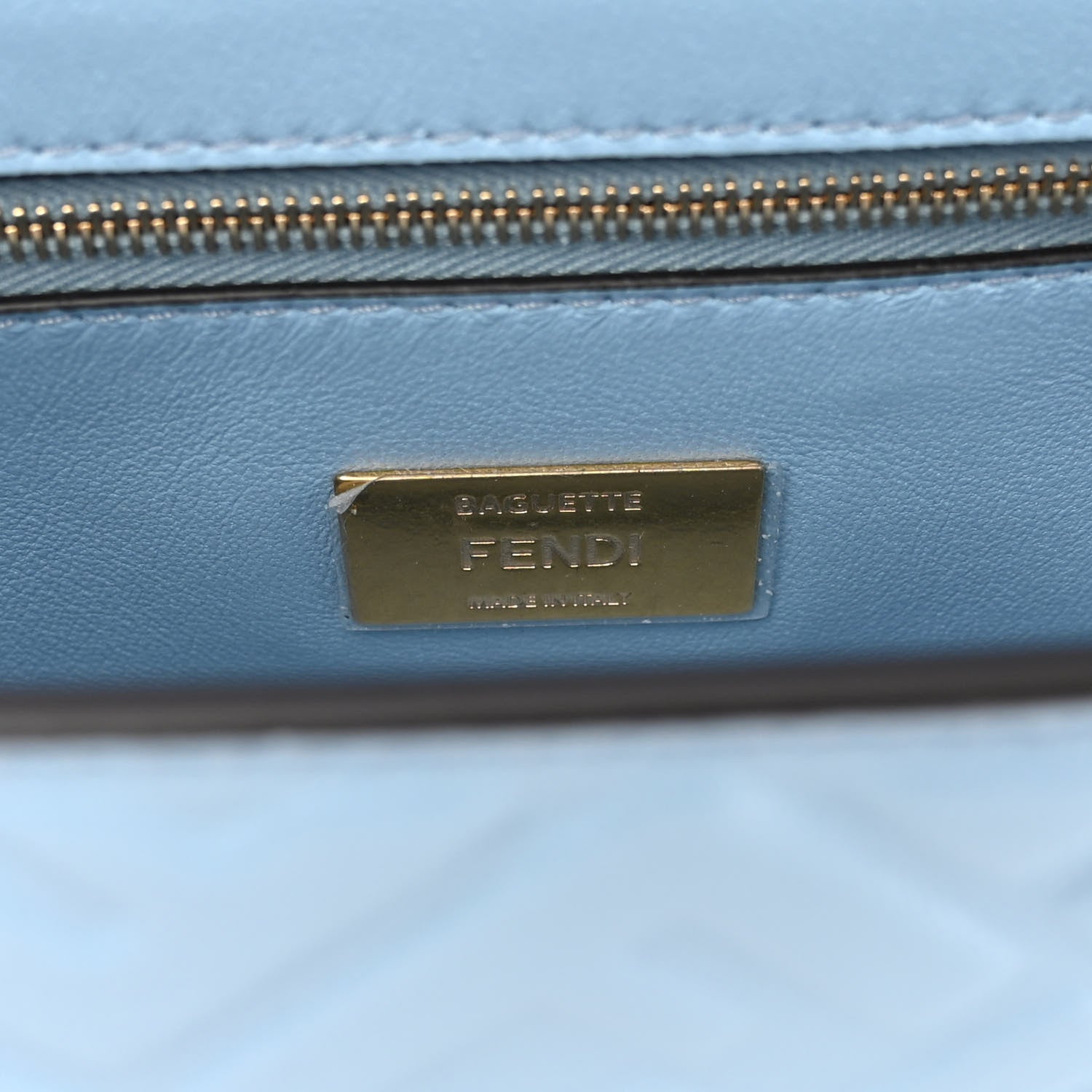 Fendi Nappa Small FF Embossed Midi Chain Baguette Azzurro Baby 6 of 9