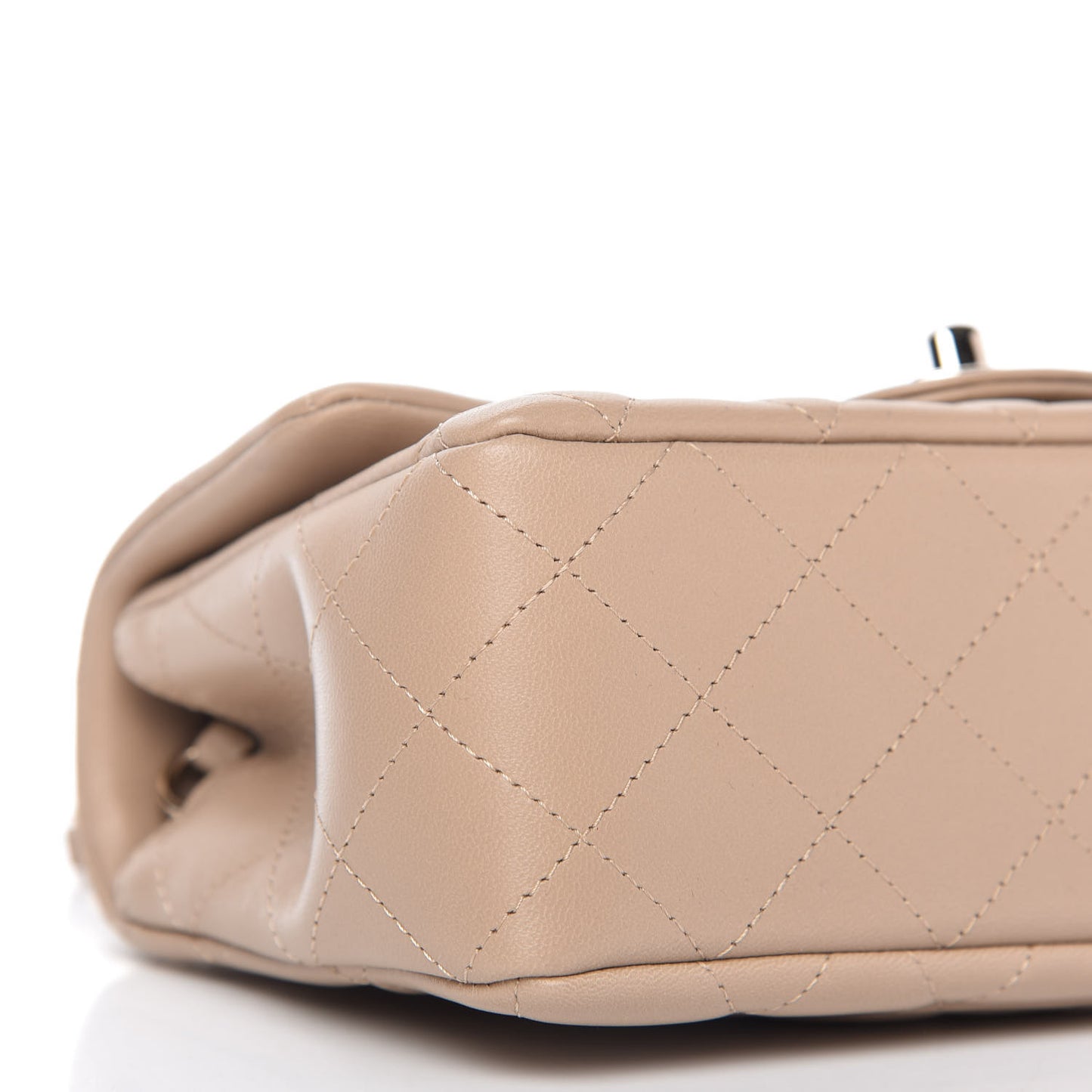 Lambskin Quilted Mini Rectangular Flap Dark Beige