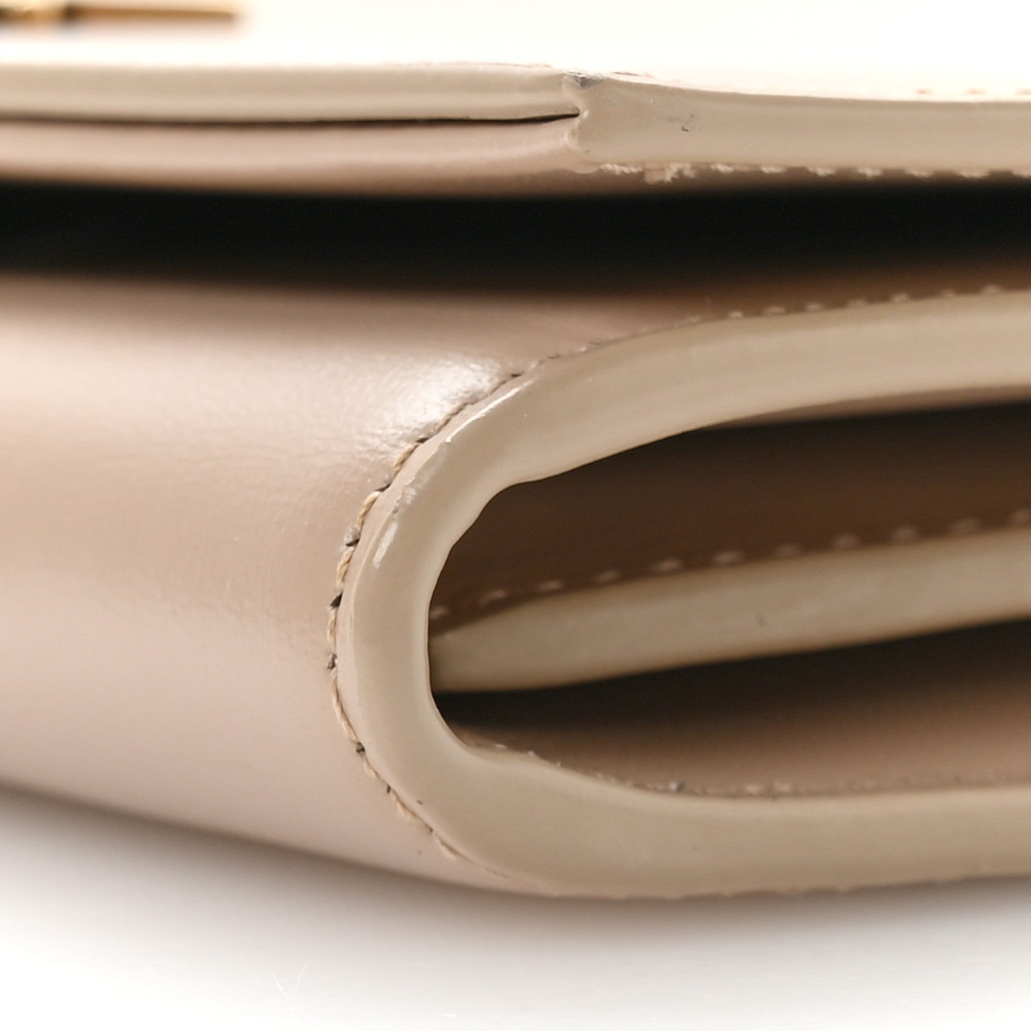 Saint Laurent Glossy Calfskin Monogram Chain Wallet  Dark Beige 9 of 10