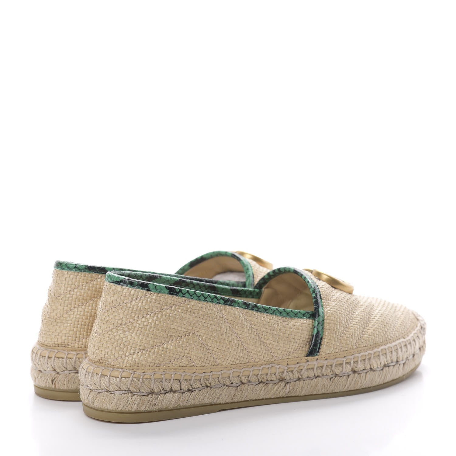 Gucci Straw Elaphe Matelasse GG Marmont Espadrilles 37.5 Natural New Shamarock 4 of 10