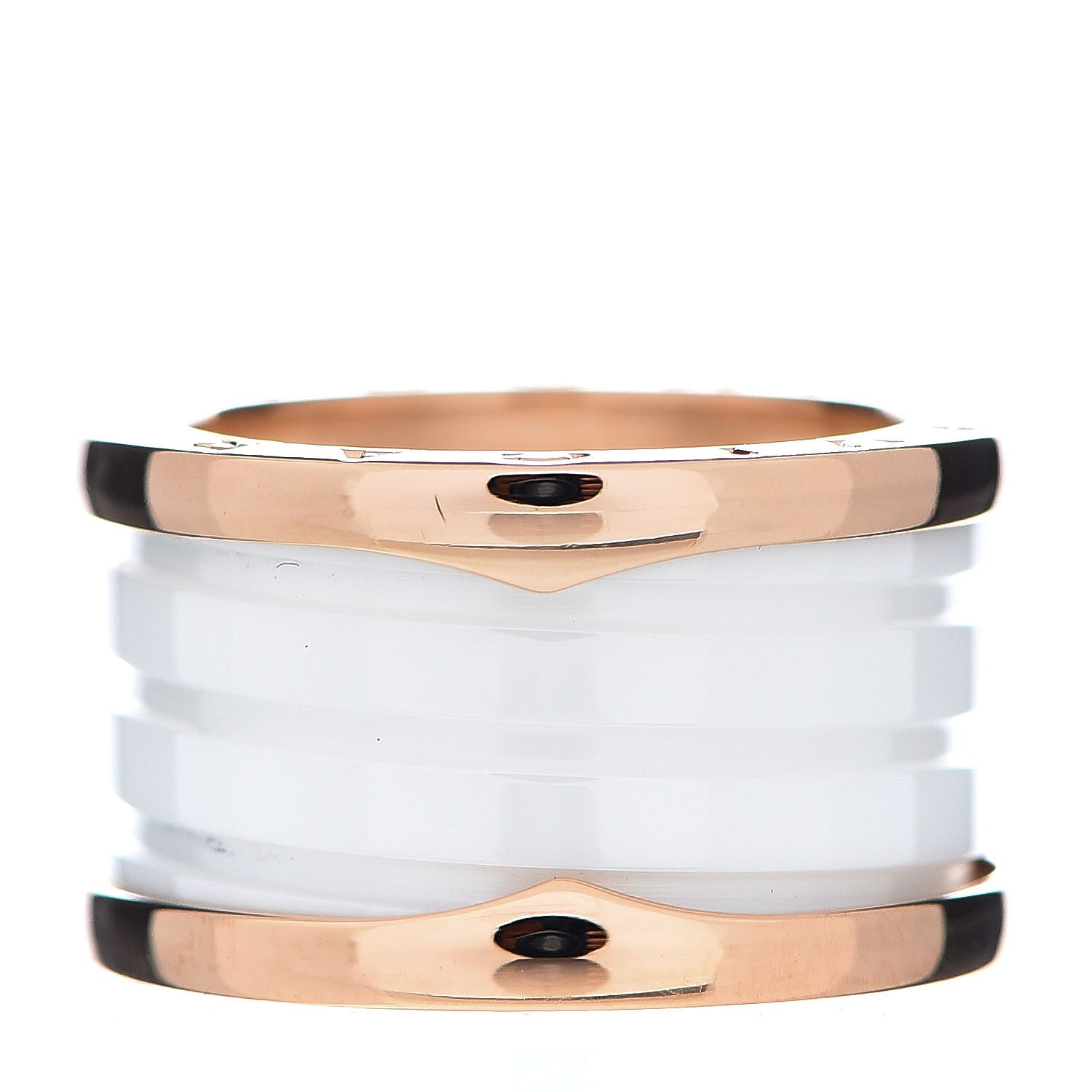 Bulgari 18K Rose Gold White Ceramic B.Zero1 Four-Band Ring 50 5.25 1 of 6