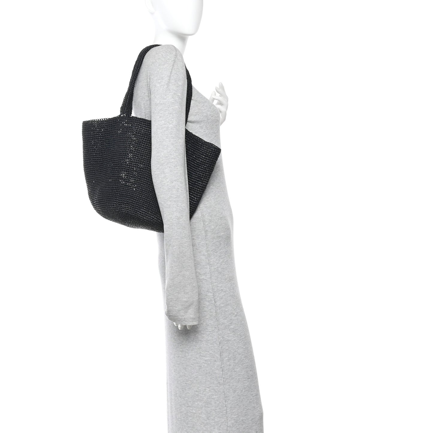 Raffia Genevieve Tote Bag Black