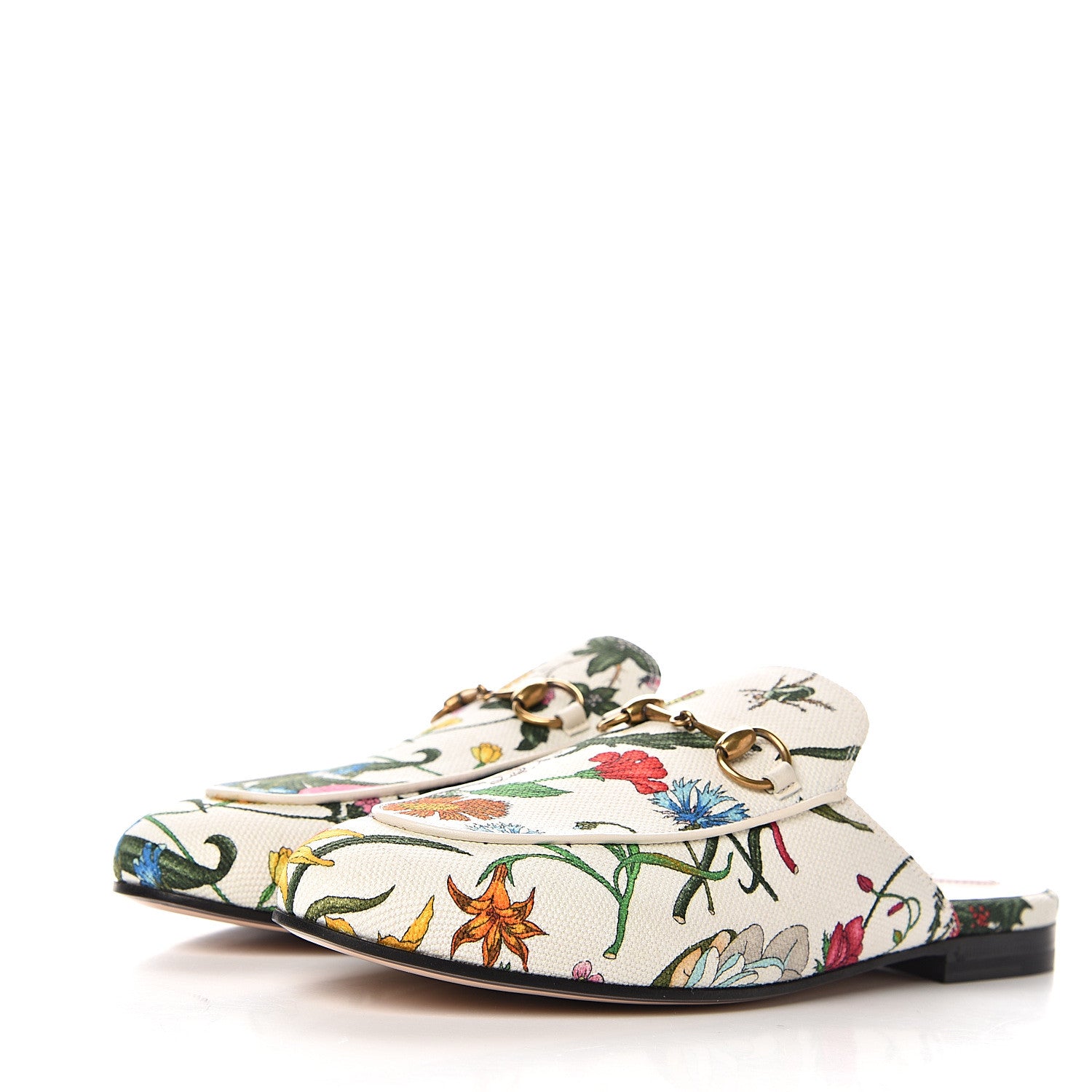 Gucci Canvas Flora Womens Princetown Slippers 36.5 White Multicolor 3 of 10