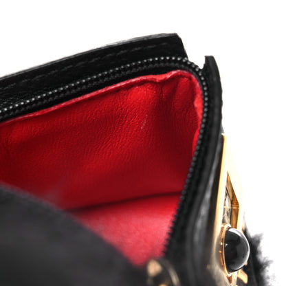 Fendi Fox Fur Calfskin Hypnoteyes Coin Purse Bag Bug Charm Black 6 of 8
