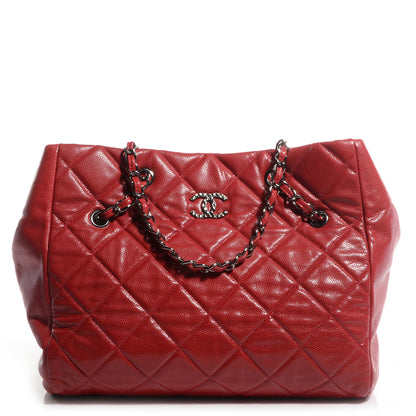 Chanel Caviar Quilted Large Cells Tote Red 1 of 7