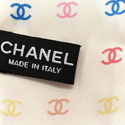 Chanel Silk Polka Dot CC Slim Bandeau Scarf Ivory Multicolor 3 of 3