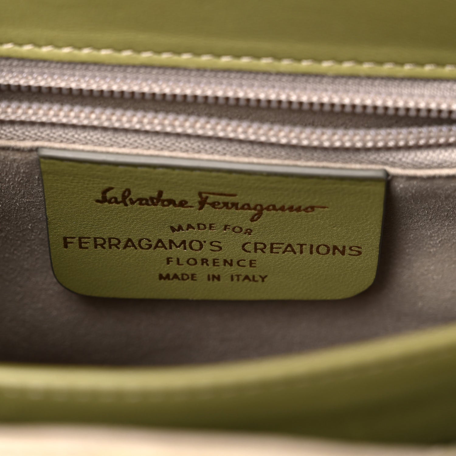 Salvatore Ferragamo Crocodile Gancini 2-Way Top Handle Bag Olive 6 of 13