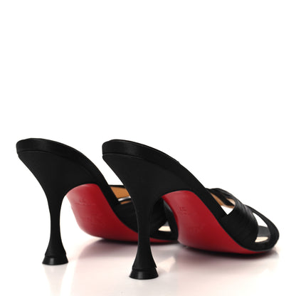 Christian Louboutin Crepe Satin Nicol Is Back 85 Slide Sandals 37 Black 4 of 8