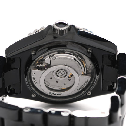 Chanel Stainless Steel Ceramic Diamond 38mm J12 Automatic Watch Black 4 of 5