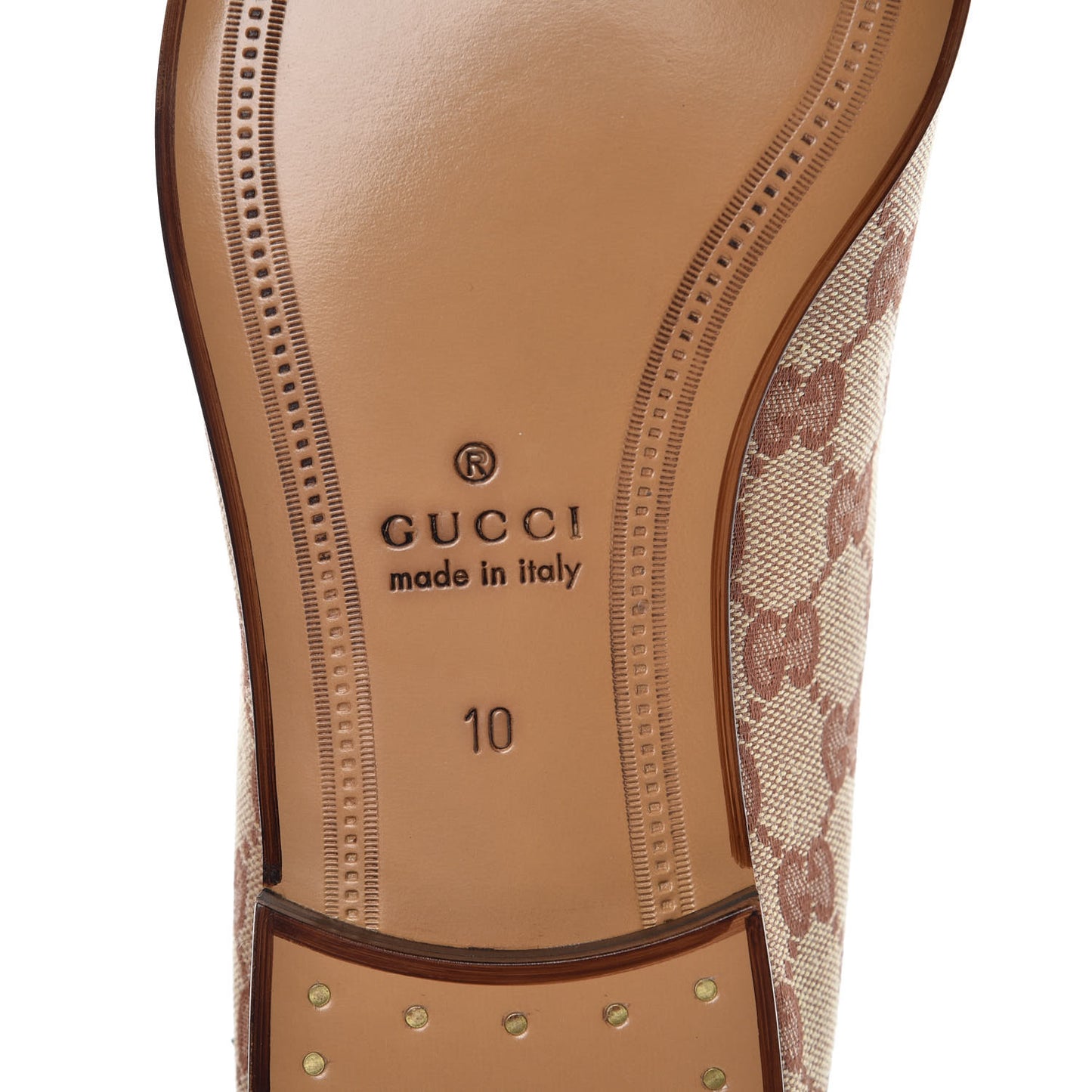 Canvas GG Monogram Horsebit Mens Jordaan Loafers 10 Beige Ruggine Light Brown