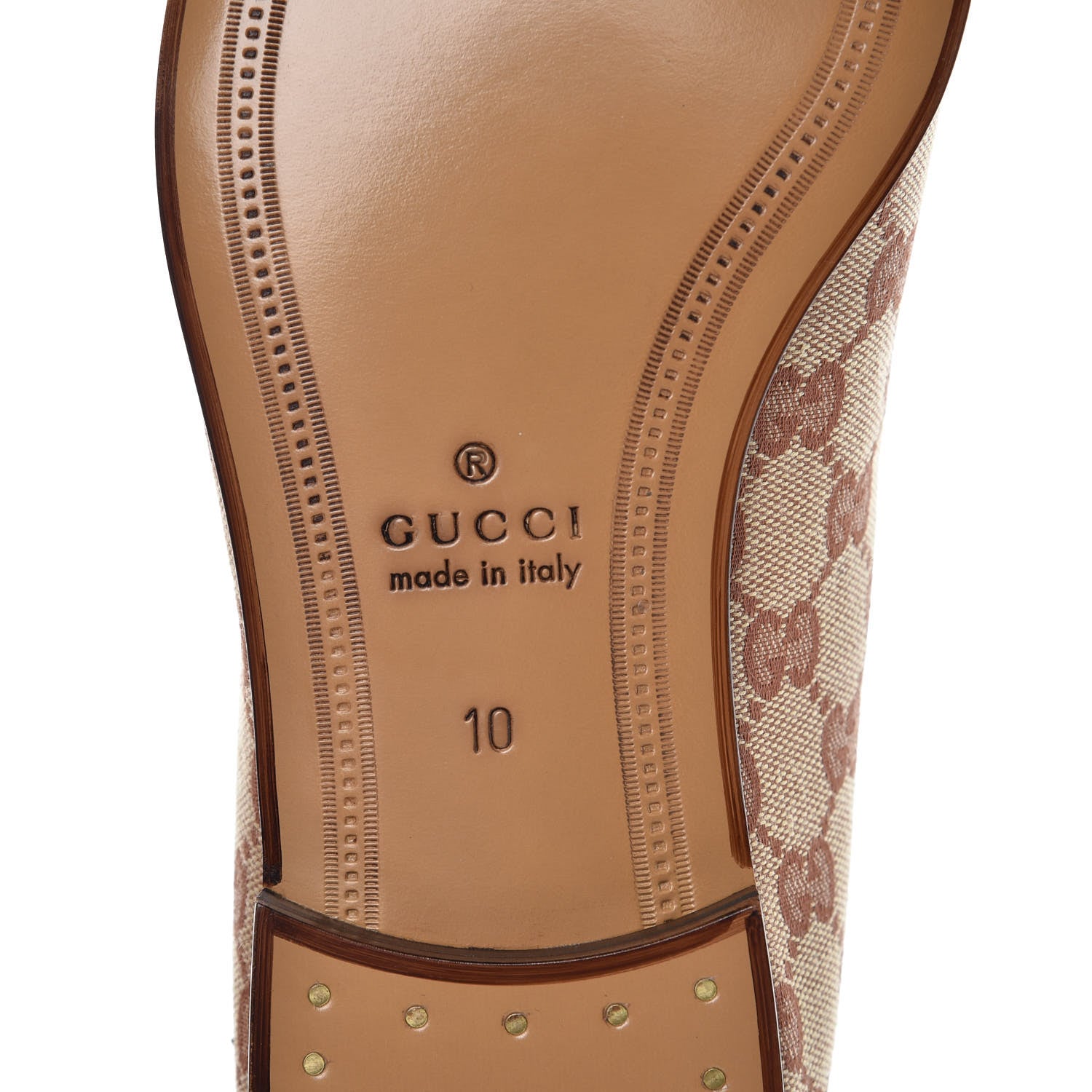 Gucci Canvas GG Monogram Horsebit Mens Jordaan Loafers 10 Beige Ruggine Light Brown 8 of 9