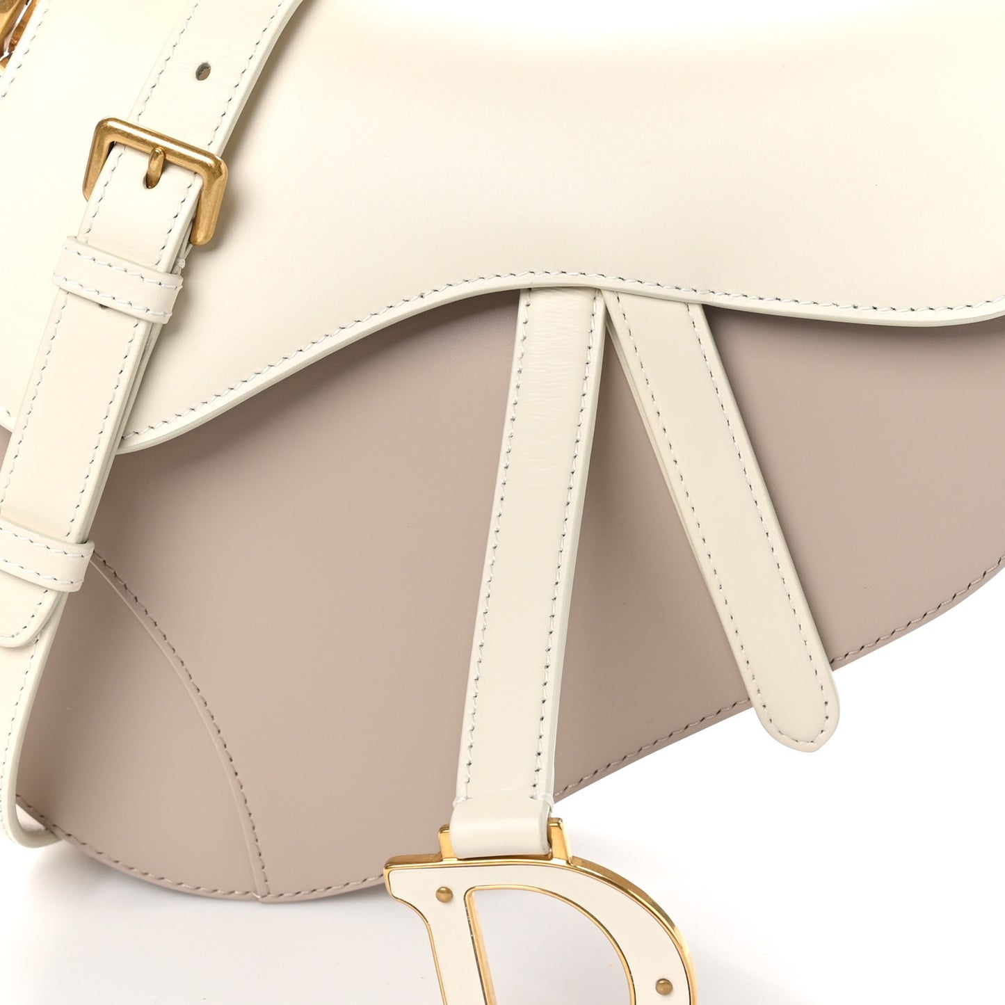 Supple Calfskin Two Tone Saddle Bag Latte Trench Beige
