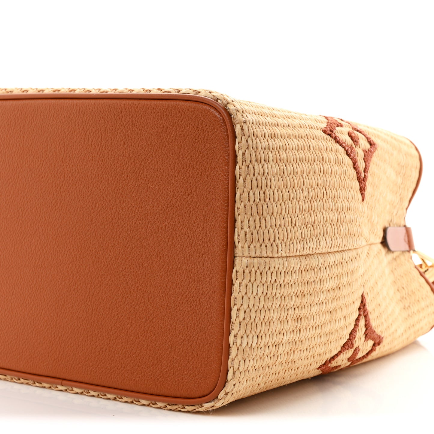 Raffia Calfskin Monogram Neonoe MM Tan