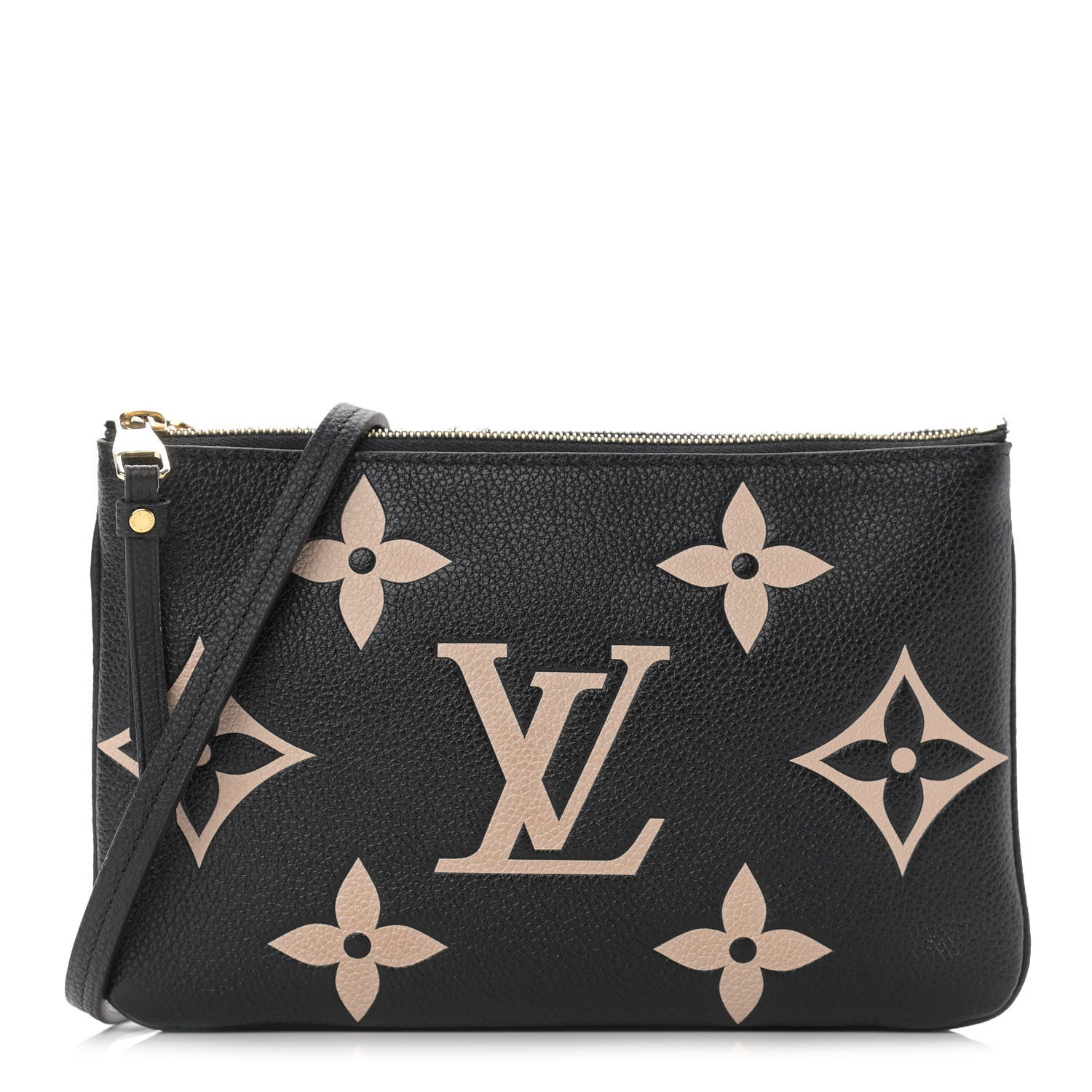 Louis Vuitton Empreinte Monogram Giant Double Zip Pochette Black Cream 1 of 13