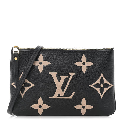 Louis Vuitton Empreinte Monogram Giant Double Zip Pochette Black Cream 1 of 13