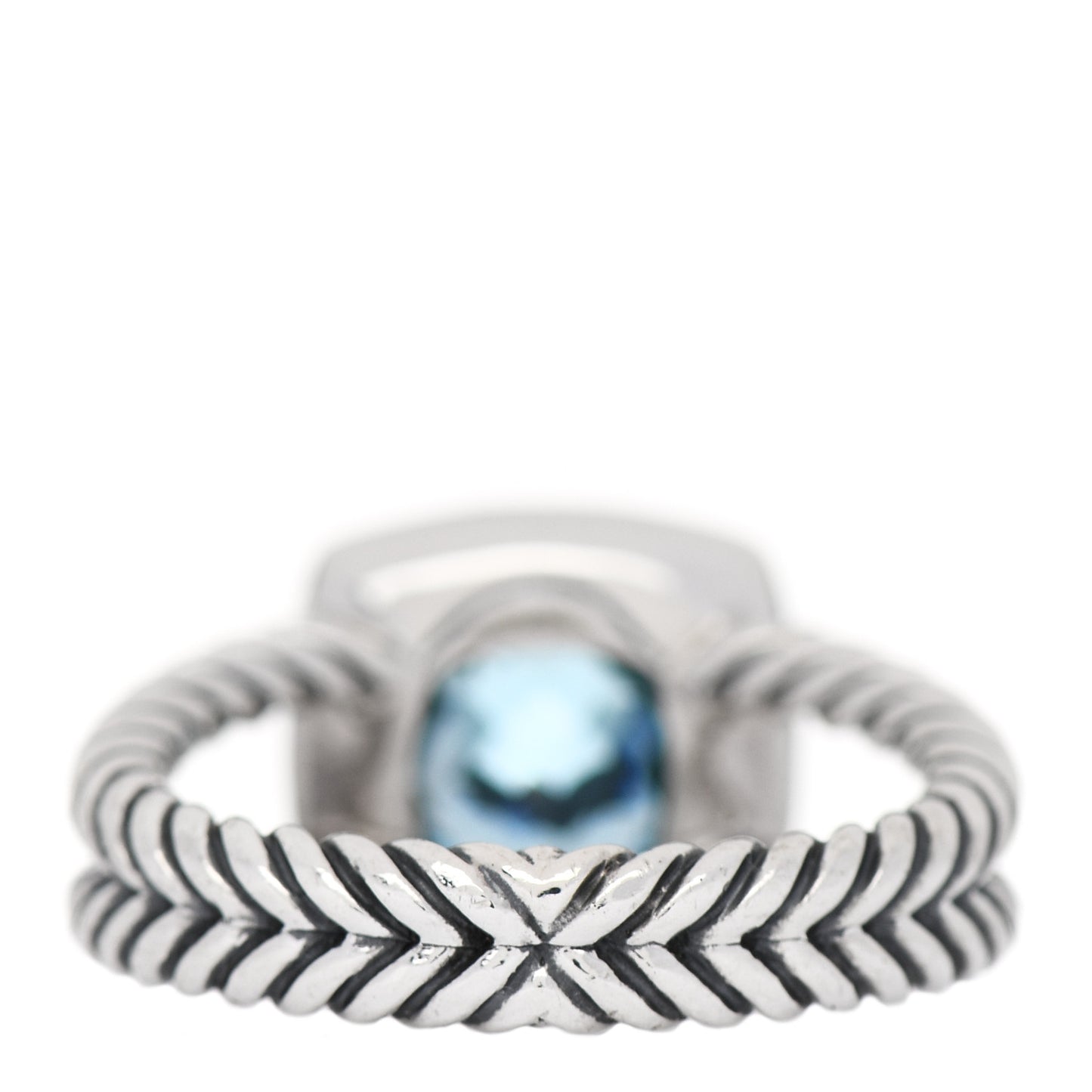 Sterling Silver Diamond Blue Topaz 7mm Petite Albion Ring 53 6.25