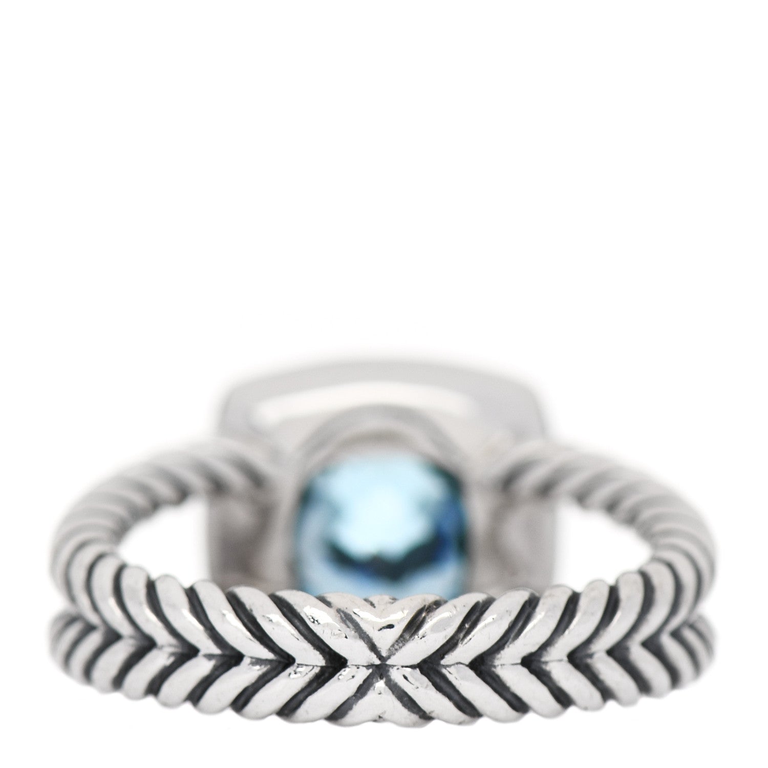 David Yurman Sterling Silver Diamond Blue Topaz 7mm Petite Albion Ring 53 6.25 3 of 4