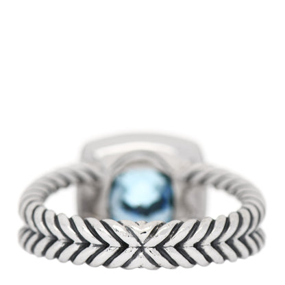 David Yurman Sterling Silver Diamond Blue Topaz 7mm Petite Albion Ring 53 6.25 3 of 4