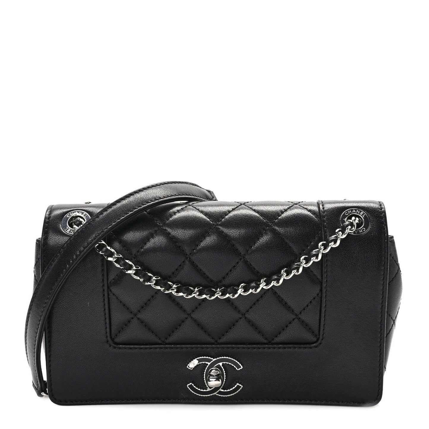 Sheepskin Quilted Medium Vintage Mademoiselle Flap Black