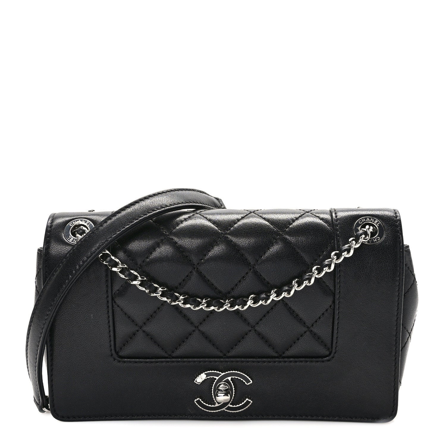 Chanel Sheepskin Quilted Medium Vintage Mademoiselle Flap Black 1 of 10