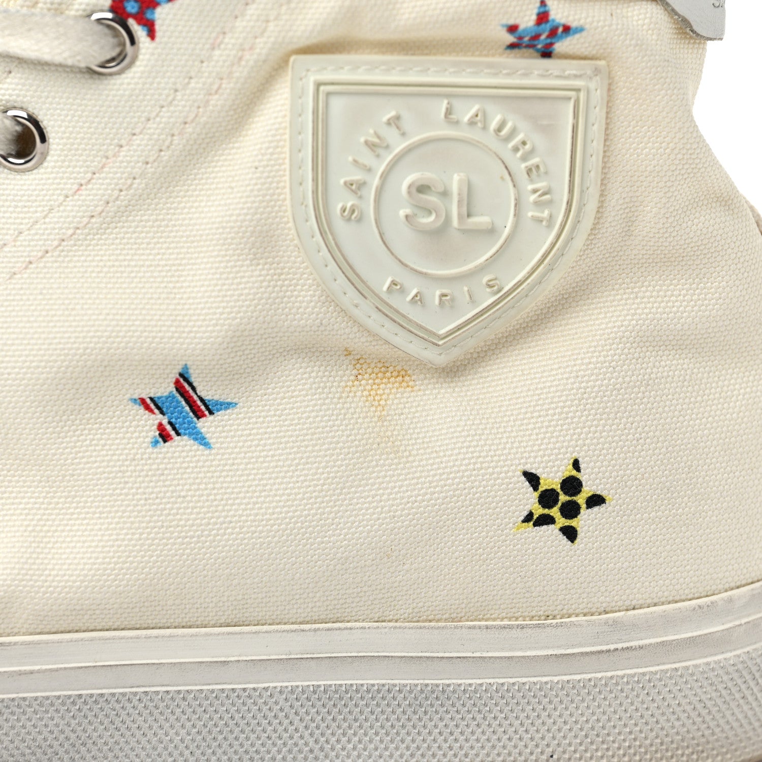 Saint Laurent Canvas Fun-Star Print Bedford Hightop Sneakers 41 Cream 10 of 15