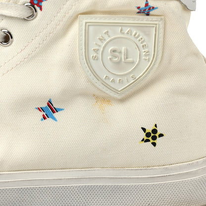 Saint Laurent Canvas Fun-Star Print Bedford Hightop Sneakers 41 Cream 10 of 15