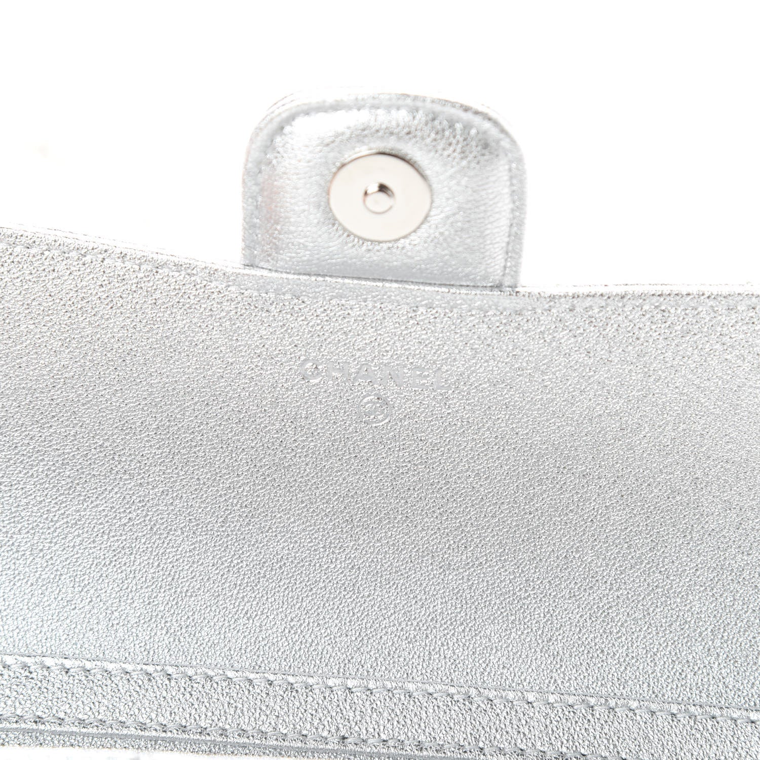 Chanel Metallic Lambskin Quilted Glasses Case With Chain Silver 6 of 12