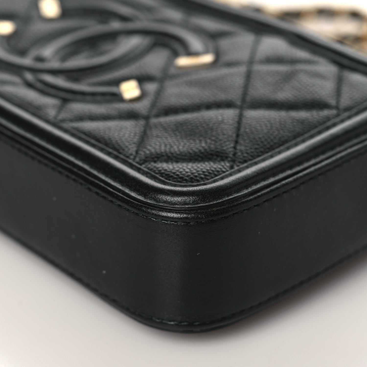 Chanel Caviar Quilted CC Filigree Clutch With Chain Black 10 of 11